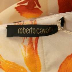 Pre Owned Roberto Cavalli Multicolor Floral Printed Silk Halterneck Wrap Maxi Dress M