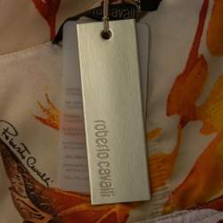 Pre Owned Roberto Cavalli Multicolor Floral Printed Silk Halterneck Wrap Maxi Dress M