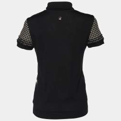 Pre Owned Roberto Cavalli Black Printed Silk & Wool Turtleneck T-Shirt S