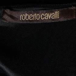 Pre Owned Roberto Cavalli Black Wool Sleeveless Skater Dress M