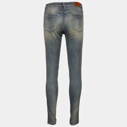 Pre Owned Roberto Cavalli Light Blue Faded Denim Skinny Jeans M