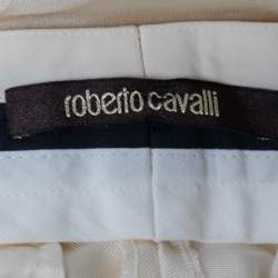 Pre Owned Roberto Cavalli Cream Silk Trousers S