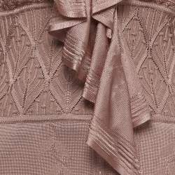 Pre Owned Roberto Cavalli Pink Floral Jacquard Knit Ruffled Maxi Dress S