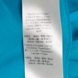 Pre Owned Roberto Cavalli Blue Floral Embroidered Silk Chiffon Dress S 