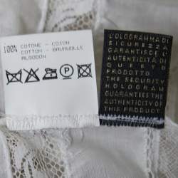 Pre Owned Roberto Cavalli White Cotton & Lace Trim Maxi Dress M