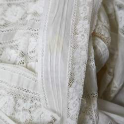 Pre Owned Roberto Cavalli White Cotton & Lace Trim Maxi Dress M