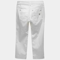 Pre Owned Roberto Cavalli White Cotton Capri Pants S
