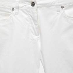 Pre Owned Roberto Cavalli White Cotton Capri Pants S