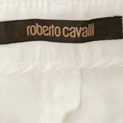 Pre Owned Roberto Cavalli White Cotton Capri Pants S