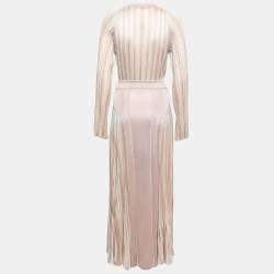 Pre Owned Roberto Cavalli Pale Pink Ribbed Lurex Knit Cutout Detail Maxi Dress M