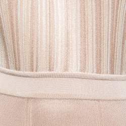 Pre Owned Roberto Cavalli Pale Pink Ribbed Lurex Knit Cutout Detail Maxi Dress M