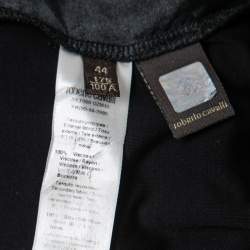 Pre Owned Roberto Cavalli Black Jersey Parrot Printed Top M