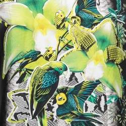 Pre Owned Roberto Cavalli Black Jersey Parrot Printed Top M
