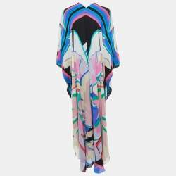 Pre Owned Roberto Cavalli Multicolor Printed Silk Wrap Coverup Dress M