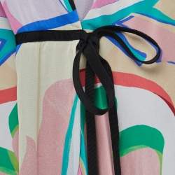 Pre Owned Roberto Cavalli Multicolor Printed Silk Wrap Coverup Dress M