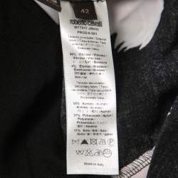 Pre Owned Roberto Cavalli Black Floral Printed Jersey Knot Detail Top M