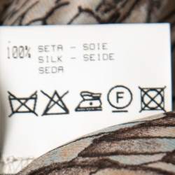 Pre Owned Roberto Cavalli Brown Printed Silk Tie Front Blouse S