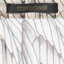 Pre Owned Roberto Cavalli Brown Printed Silk Tie Front Blouse S