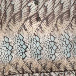 Pre Owned Roberto Cavalli Brown Printed Silk Tie Front Blouse S