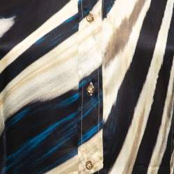 Pre Owned Roberto Cavalli Multicolor Printed Silk Top M