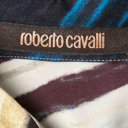 Pre Owned Roberto Cavalli Multicolor Printed Silk Top M