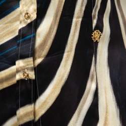 Pre Owned Roberto Cavalli Multicolor Printed Silk Top M