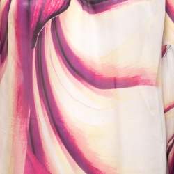 مملوكة مسبقًا Roberto Cavalli Multicolor Printed Silk Pleated Collar Top S