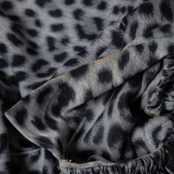 Pre Owned Roberto Cavalli Blue Animal Printed Ruffled Blouse M