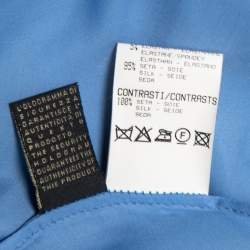 Pre Owned Roberto Cavalli Light Blue Silk Satin Ruffle Detail Maxi Skirt M