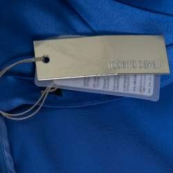 Pre Owned Roberto Cavalli Light Blue Silk Satin Ruffle Detail Maxi Skirt M