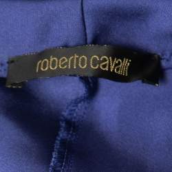 Pre Owned Roberto Cavalli Purple Silk Satin Flared Maxi Skirt S