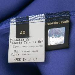 Pre Owned Roberto Cavalli Purple Silk Satin Flared Maxi Skirt S