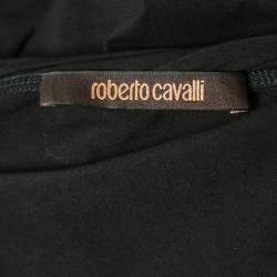 Pre Owned Roberto Cavalli Black Knit Sequined One-Shoulder Mini Dress S