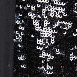 Pre Owned Roberto Cavalli Black Knit Sequined One-Shoulder Mini Dress S