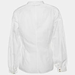 Pre Owned Roberto Cavalli White Cotton Pintuck Sleeve Detail Shirt M