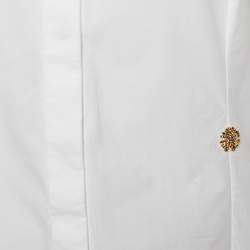 Pre Owned Roberto Cavalli White Cotton Pintuck Sleeve Detail Shirt M