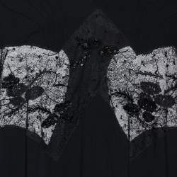 Roberto Cavalli Black Crepe & Embellished Lace Gown L