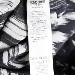 Pre Owned Roberto Cavalli Black Printed Silk Maxi Skirt L