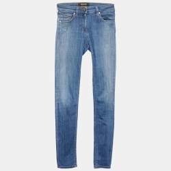 Pre Owned Roberto Cavalli Navy Blue Denim Skinny Jeans S Waist 28" 
