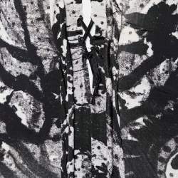 Pre Owned Roberto Cavalli Black Printed Jersey Crossback Tie Detail Top S