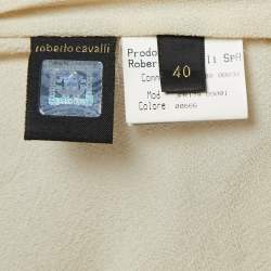 Pre Owned Roberto Cavalli Beige Sequin-Embellished Silk Halter Neck Dress S