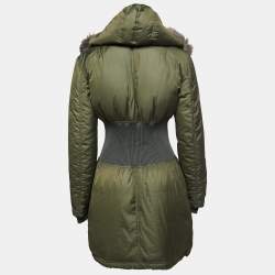 Pre Owned Roberto Cavalli Military Green Fur Lined Parka Jacket S