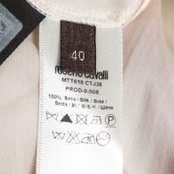 مملوكة مسبقًا Roberto Cavalli Multicolor Printed Silk-Chiffon Halterneck Belted Top S