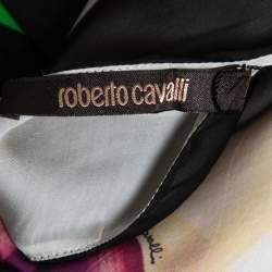 مملوكة مسبقًا Roberto Cavalli Multicolor Printed Silk-Chiffon Halterneck Belted Top S