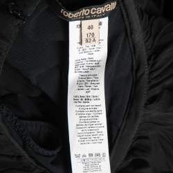 Pre Owned Roberto Cavalli Black Silk Chiffon Harness Maxi Dress S