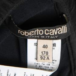 Pre Owned Roberto Cavalli Black Silk Chiffon Harness Maxi Dress S