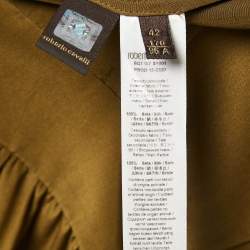 Pre Owned Roberto Cavalli Olive Green Silk Tie Neck Jumpsuit M