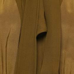 Pre Owned Roberto Cavalli Olive Green Silk Tie Neck Jumpsuit M