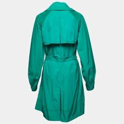 Pre Owned Roberto Cavalli Green Nylon & Cotton Belted Trench Coat M