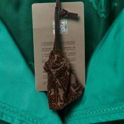 Pre Owned Roberto Cavalli Green Nylon & Cotton Belted Trench Coat M